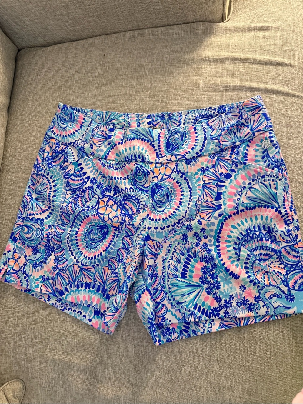 Lilly Pulitzer Pink, Blue & Aqua Paisley Print Bermudas